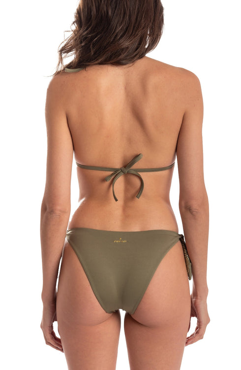 Push-Up Triangel-Bikini mit Swarovski-Kristallen und Tribal-Muster in Grün